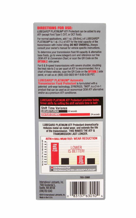 Back View of Transmission Fluid Additive LUBEGARD 63010