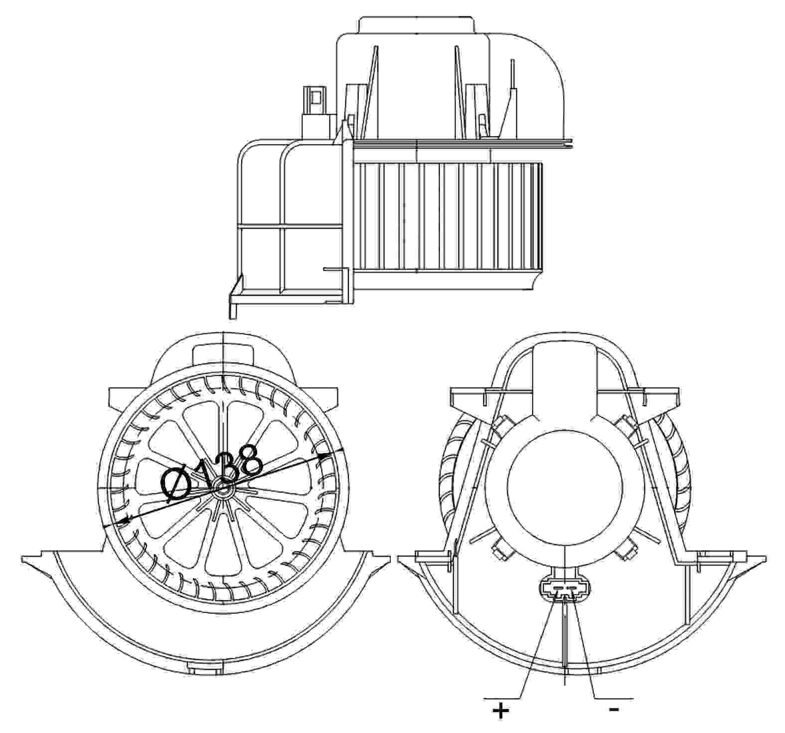 Front View of HVAC Blower Motor MAHLE AB113000S