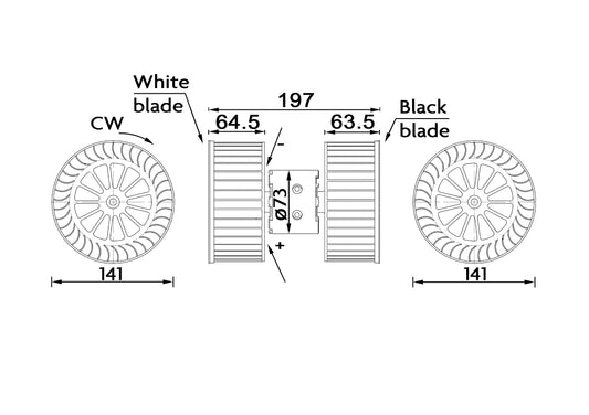 Front View of HVAC Blower Motor MAHLE AB192000S