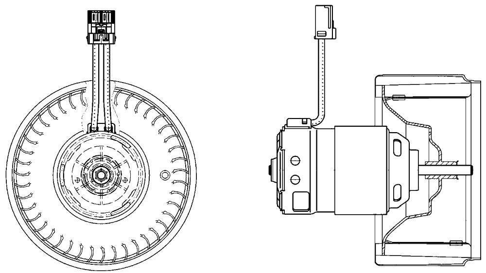 Front View of HVAC Blower Motor MAHLE AB22000P