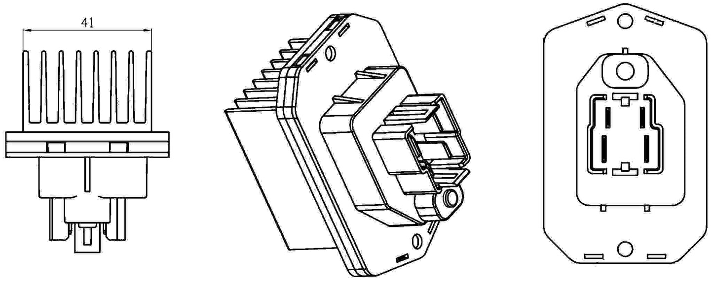 Front View of HVAC Blower Motor Resistor MAHLE ABR76000S