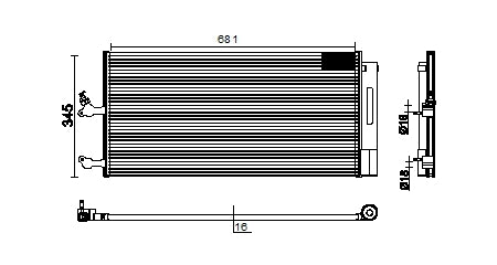 Front View of A/C Condenser MAHLE AC942000P