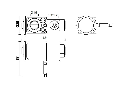 Front View of A/C Expansion Valve MAHLE AVE140000P