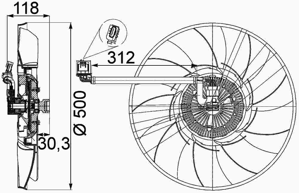 Front View of Engine Cooling Fan Clutch MAHLE CFF468000P