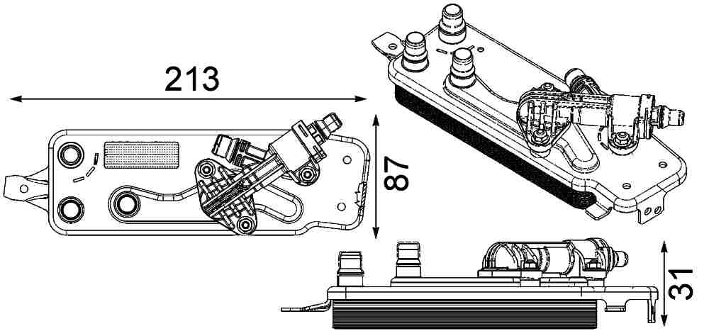 Front View of Engine Oil Cooler MAHLE CLC90000P