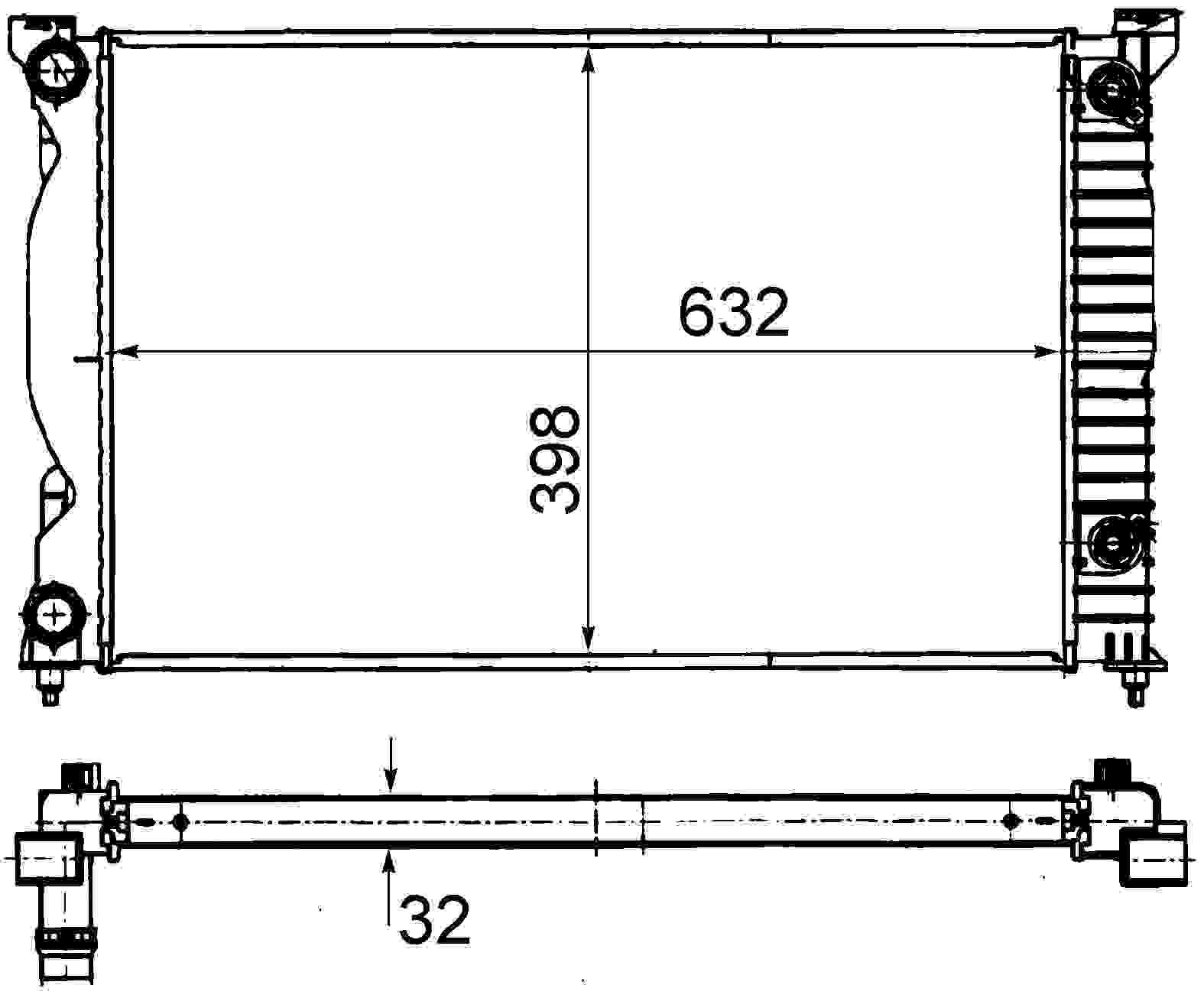 Front View of Center Radiator MAHLE CR1675000S