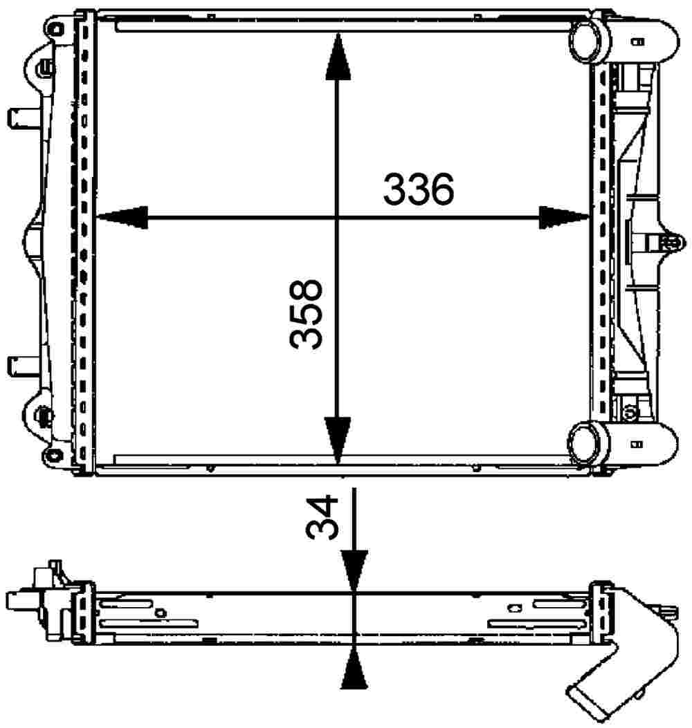 Front View of Right Radiator MAHLE CR370000P