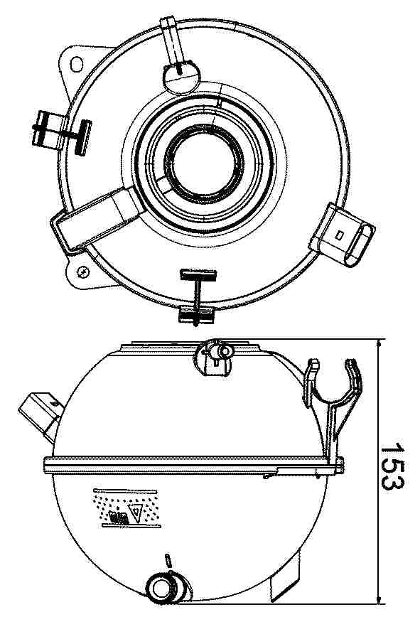 Front View of Engine Coolant Reservoir MAHLE CRT19000S