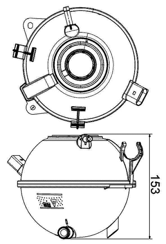 Front View of Engine Coolant Reservoir MAHLE CRT19000S