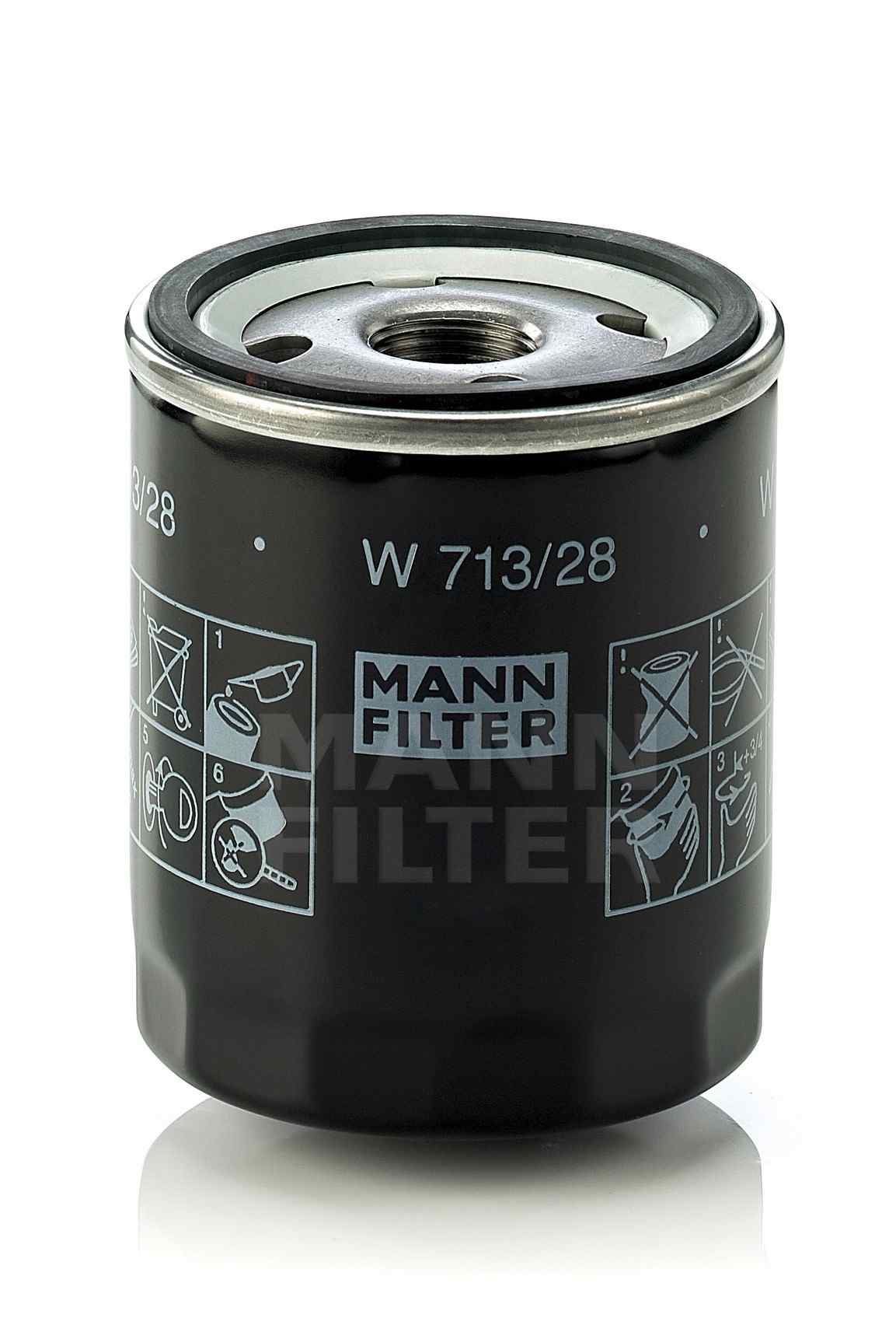 Front View of Engine Oil Filter MANN W713/28