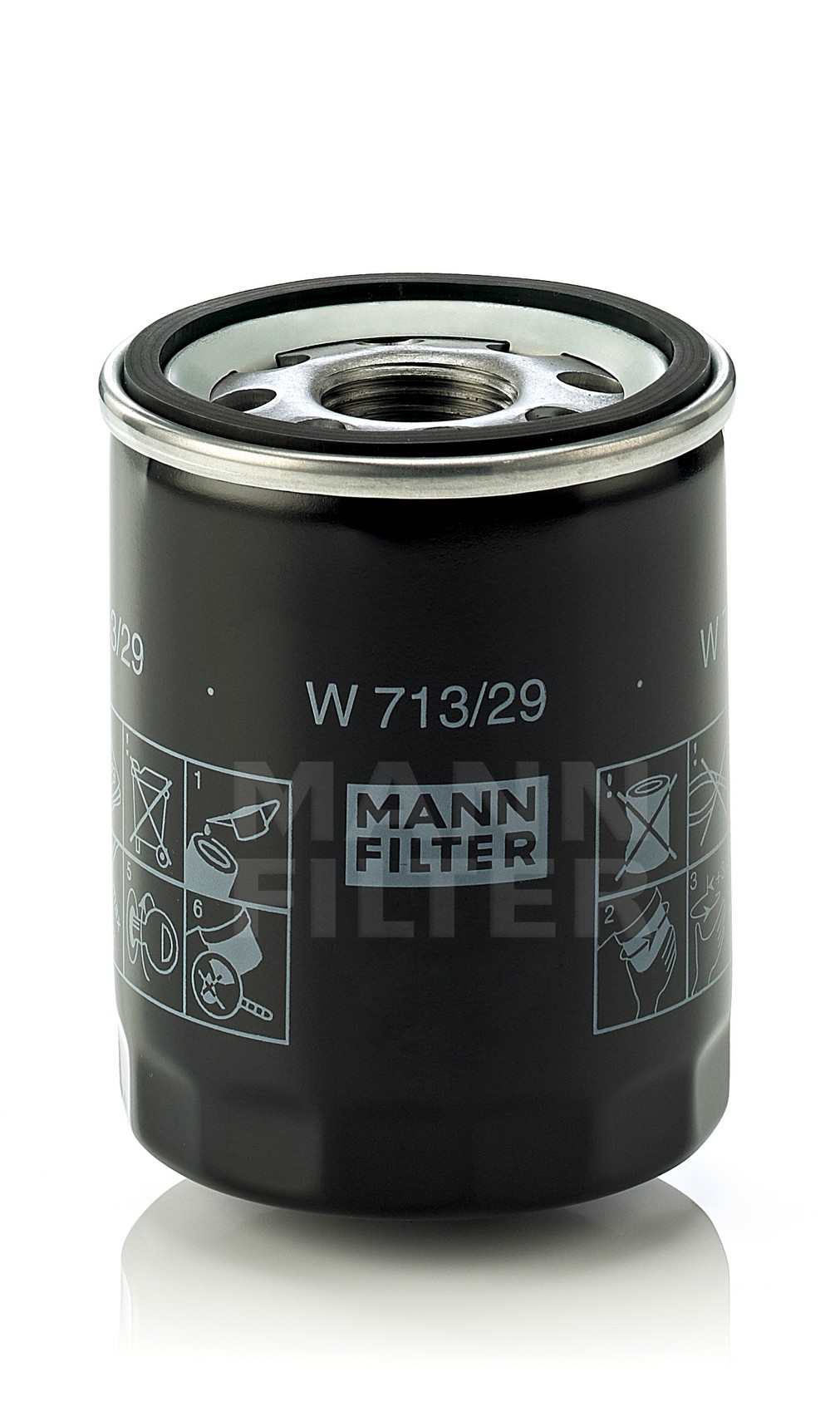 Front View of Engine Oil Filter MANN W713/29