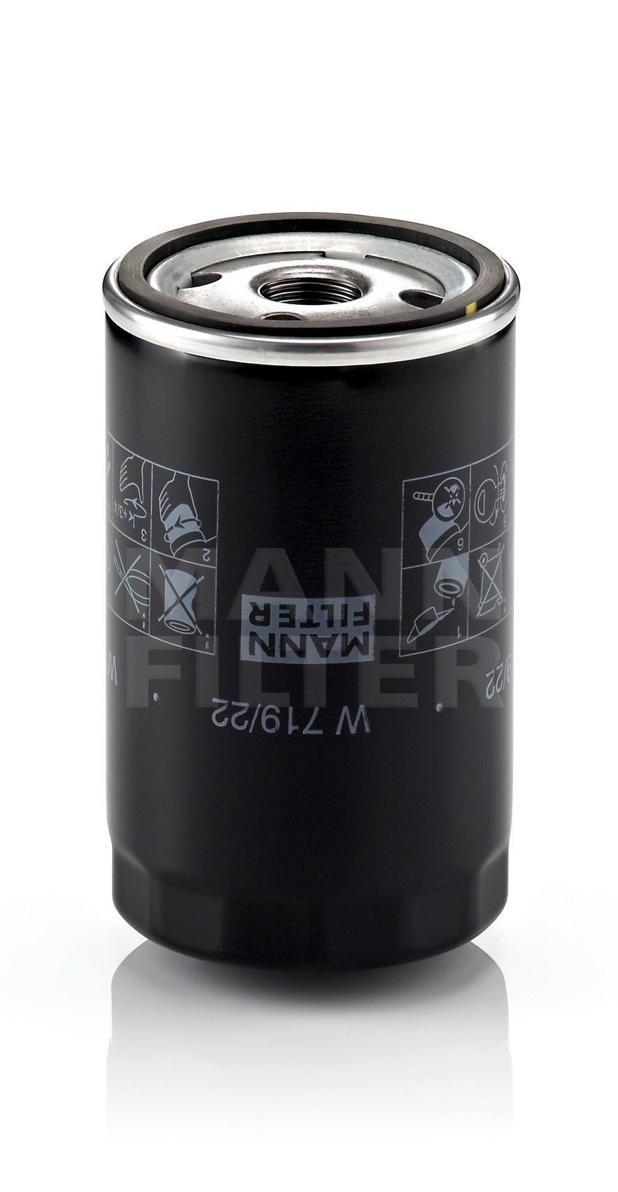 Front View of Engine Oil Filter MANN W719/22