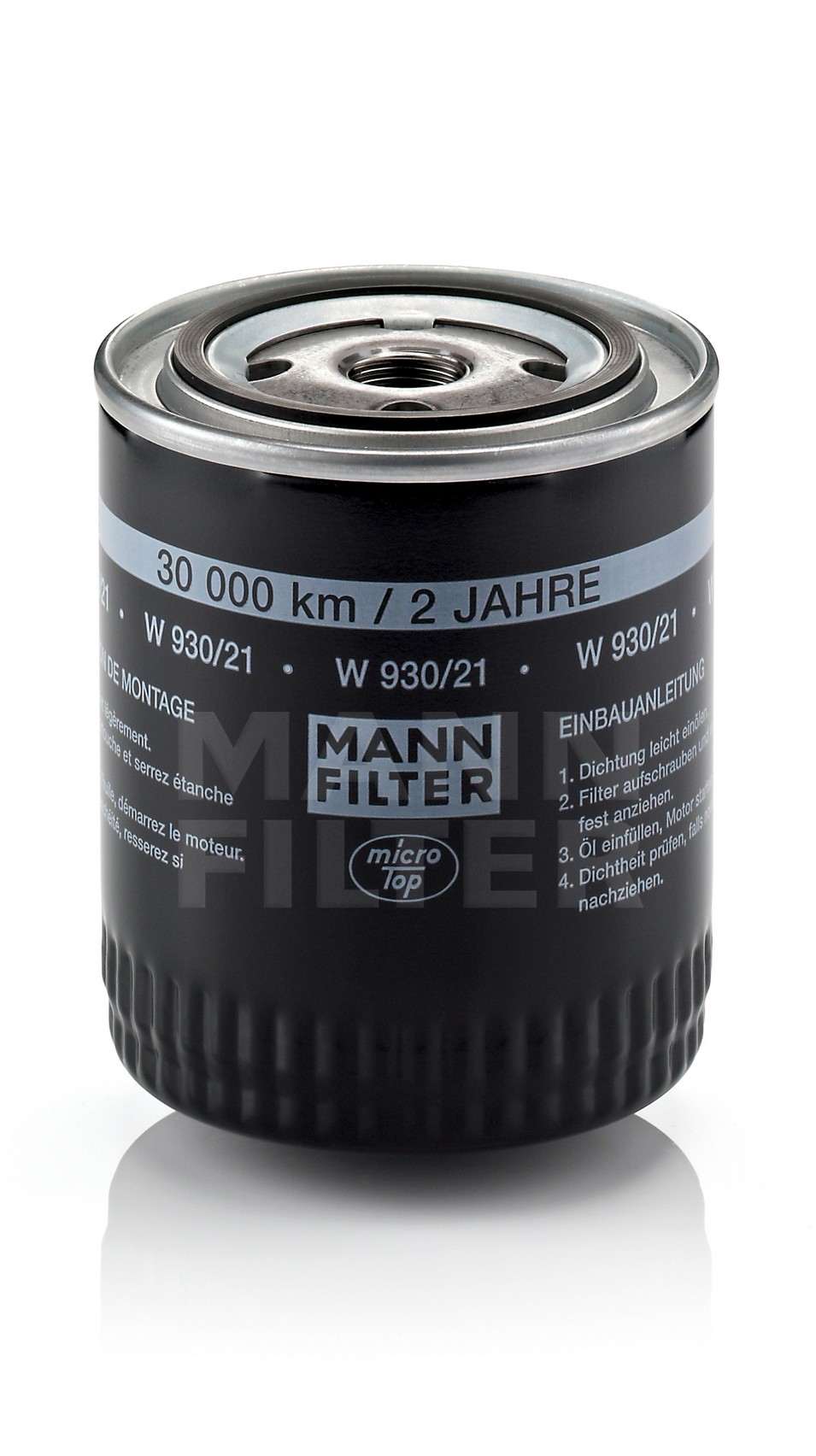 Front View of Engine Oil Filter MANN W930/21
