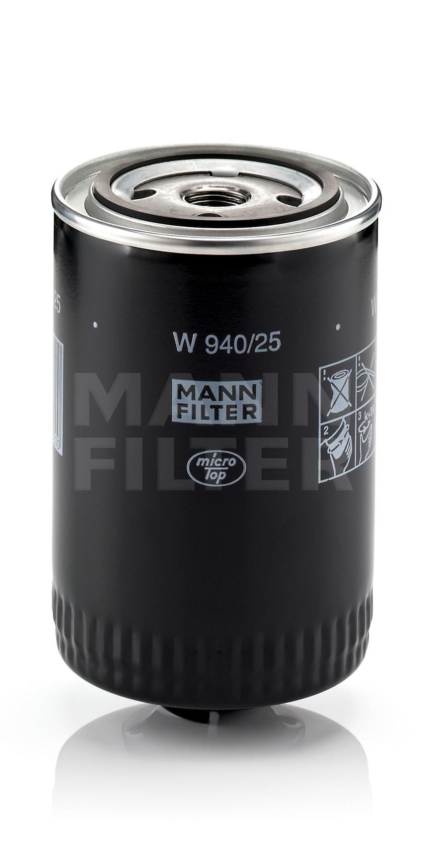 Front View of Engine Oil Filter MANN W940/25