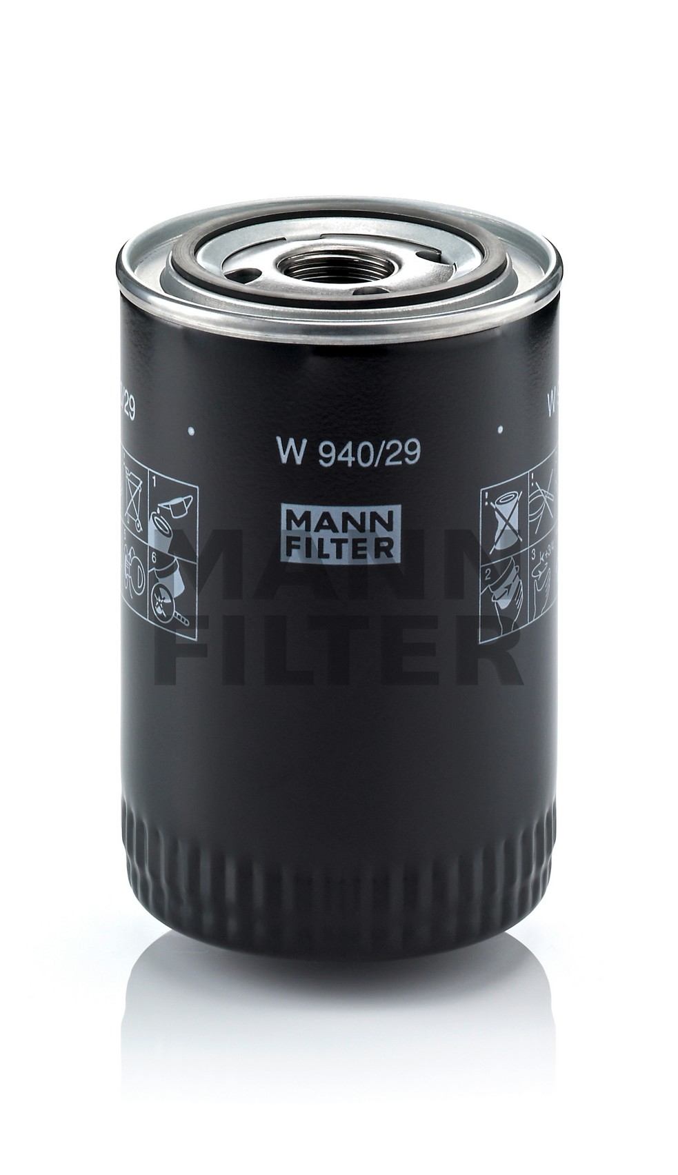 Front View of Engine Oil Filter MANN W940/29