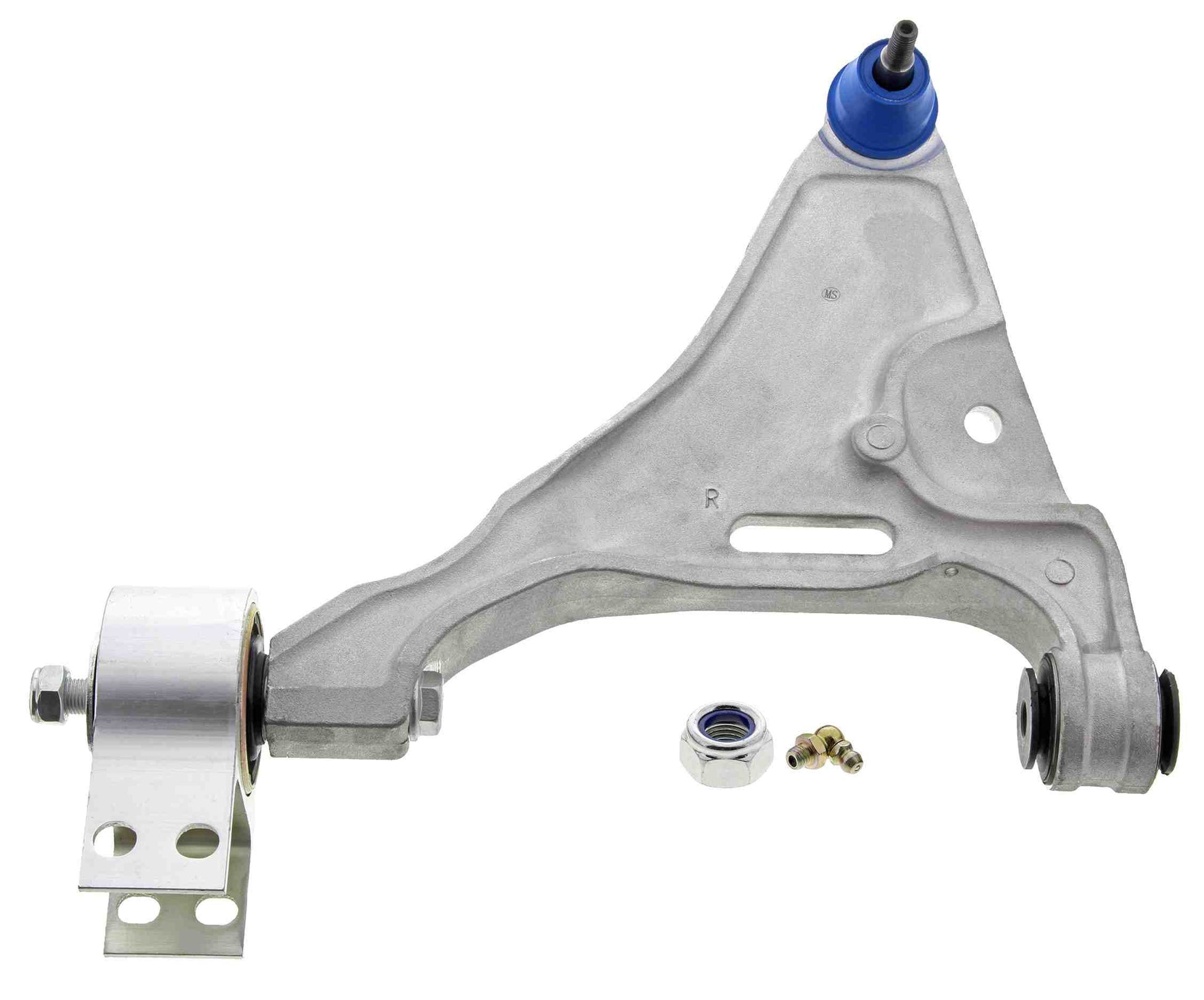 Front View of Front Right Suspension Control Arm and Ball Joint Assembly MEVOTECH CMK80355