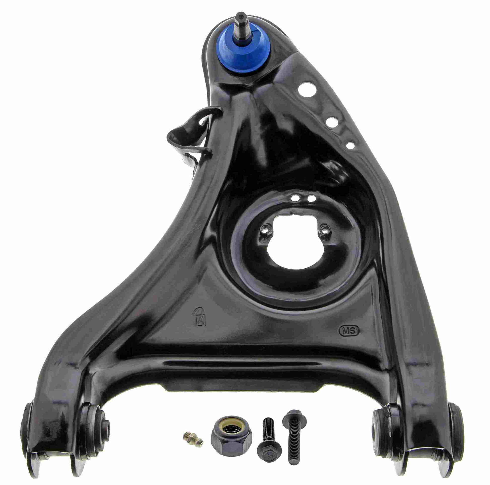 Front View of Front Left Suspension Control Arm and Ball Joint Assembly MEVOTECH CMK80394