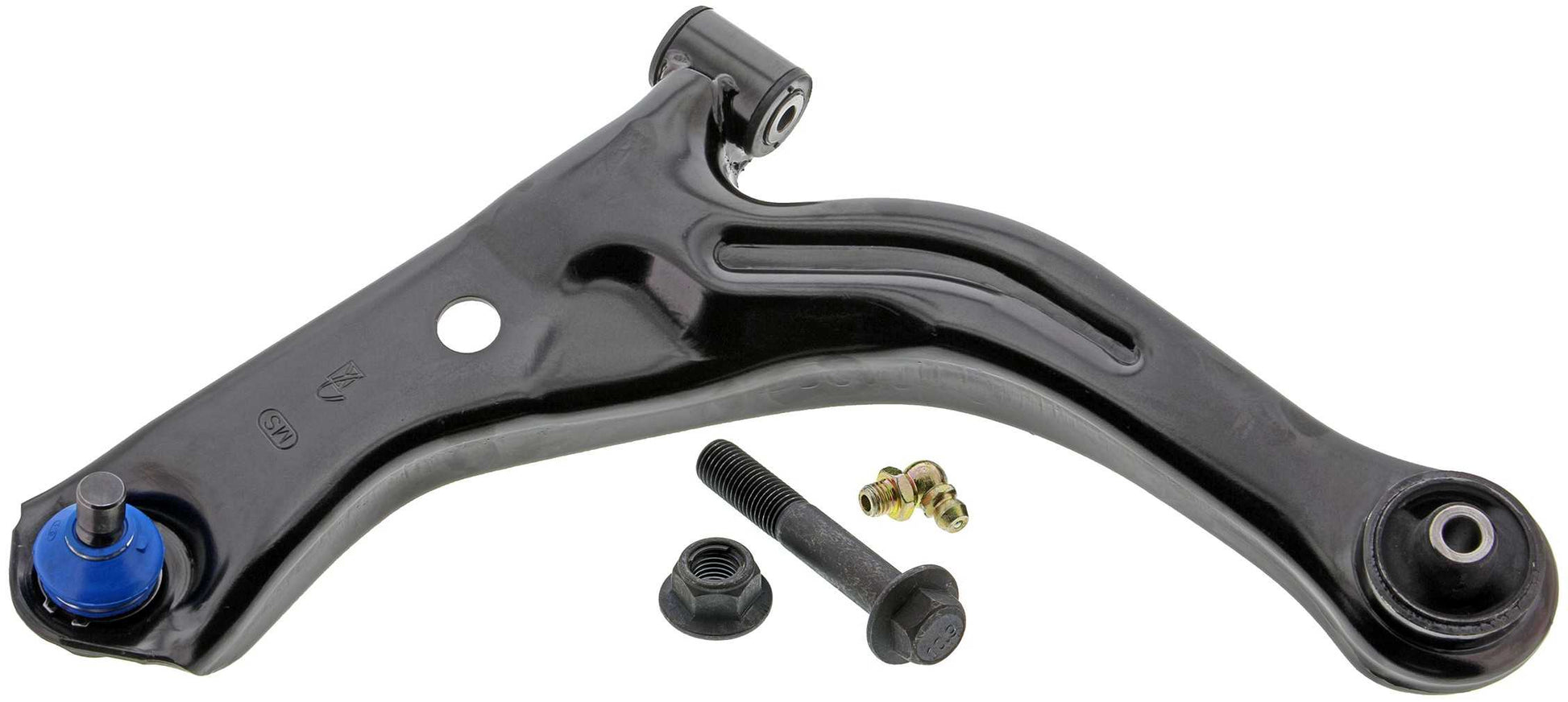 Front View of Front Left Suspension Control Arm and Ball Joint Assembly MEVOTECH CMK80400