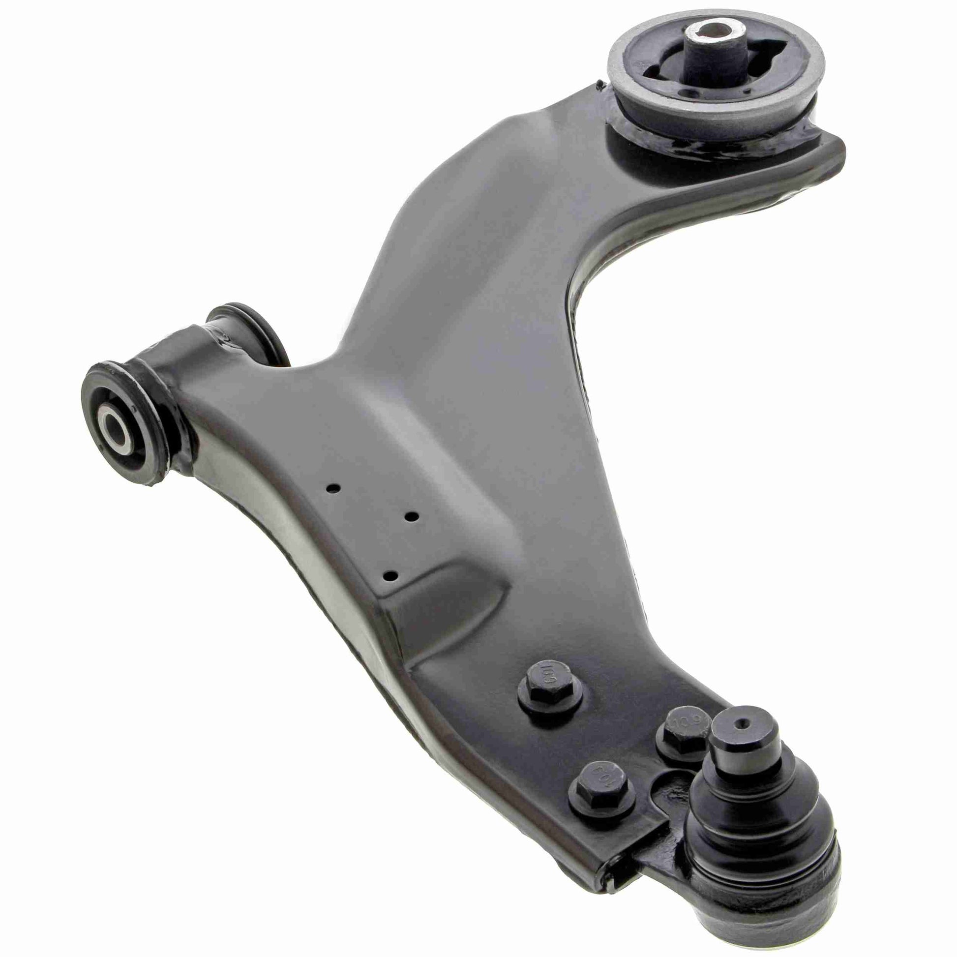 Front View of Front Left Suspension Control Arm and Ball Joint Assembly MEVOTECH CMS101041