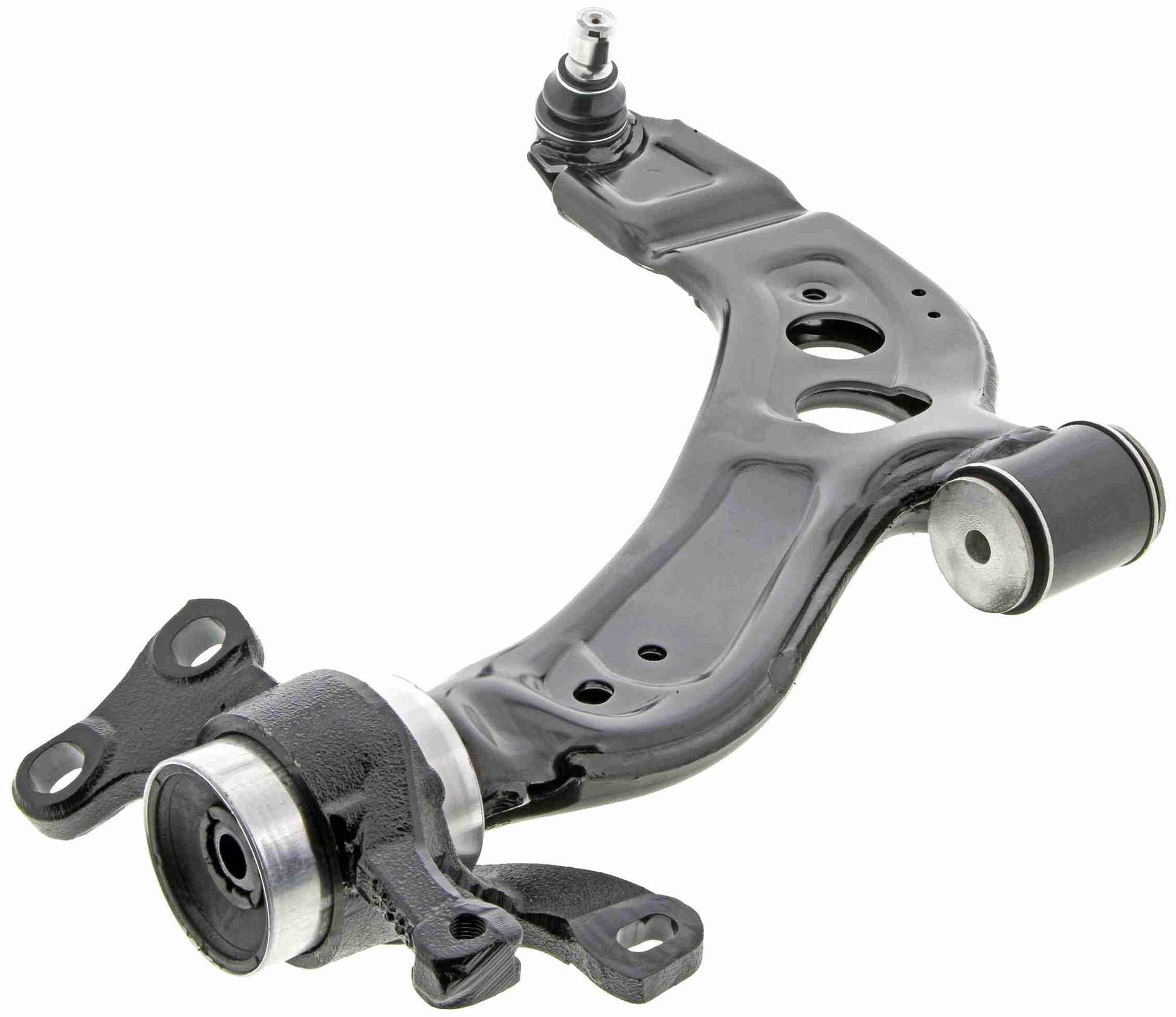 Angle View of Front Left Suspension Control Arm and Ball Joint Assembly MEVOTECH CMS101495