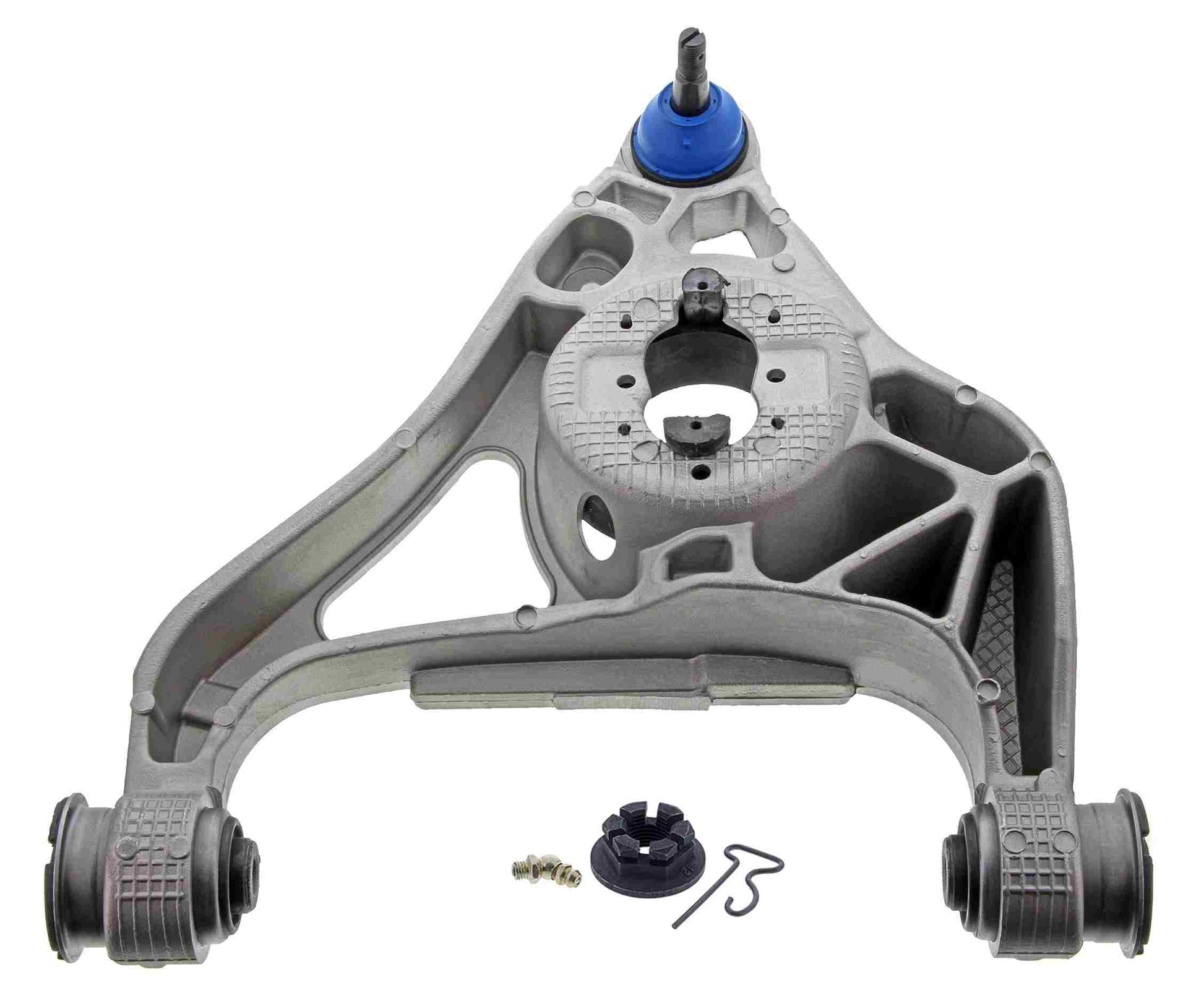 Front View of Front Left Suspension Control Arm and Ball Joint Assembly MEVOTECH CMS251150