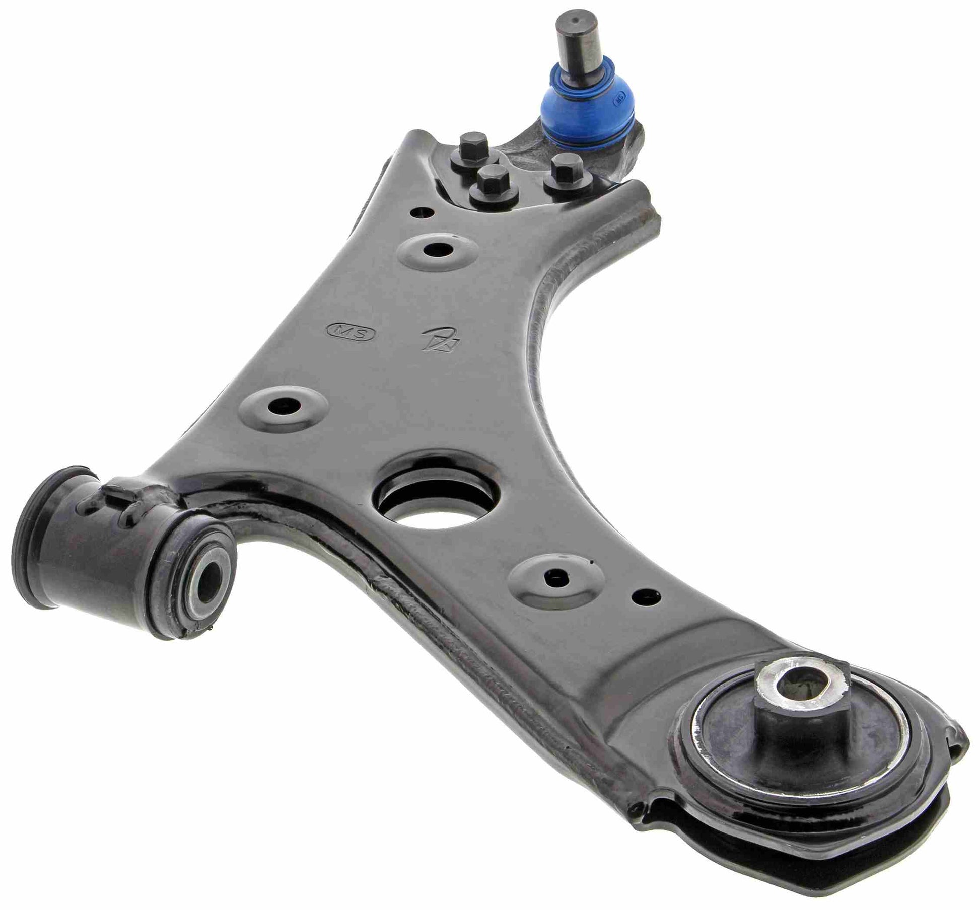 Angle View of Front Right Suspension Control Arm and Ball Joint Assembly MEVOTECH CMS251221