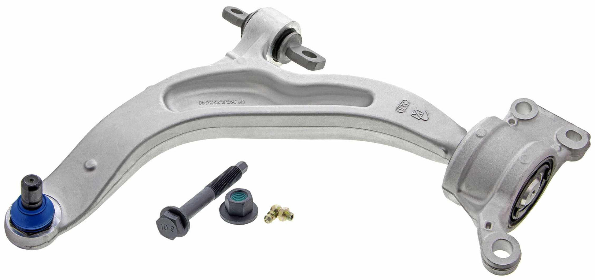 Front View of Front Left Suspension Control Arm and Ball Joint Assembly MEVOTECH CMS251240