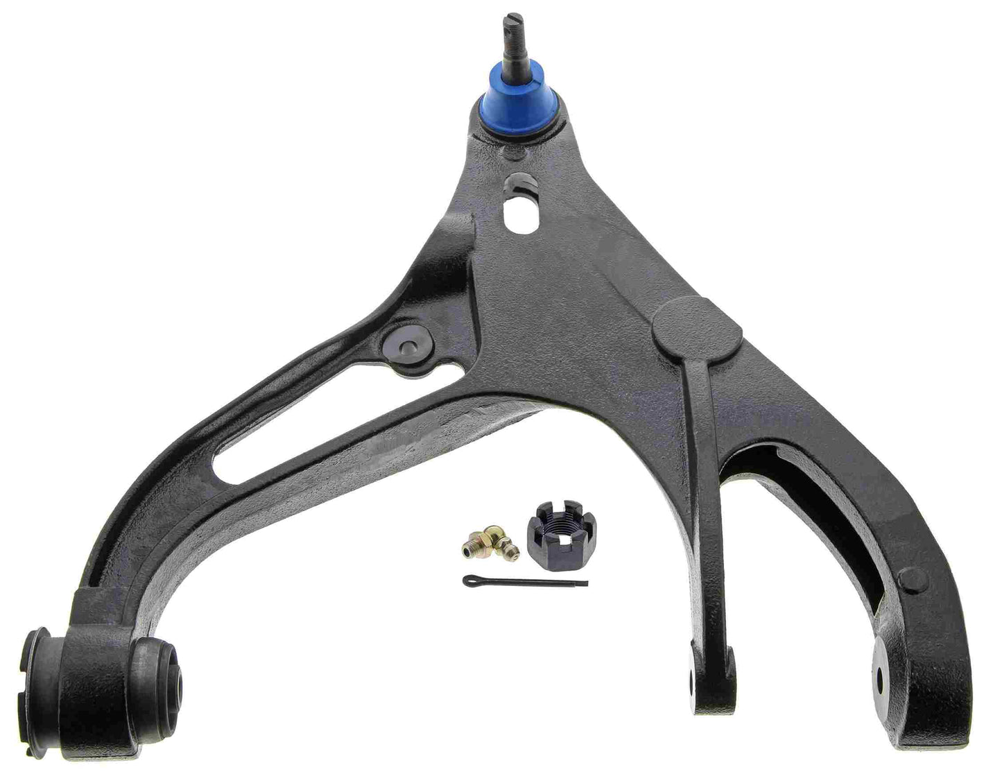 Front View of Front Left Suspension Control Arm and Ball Joint Assembly MEVOTECH CMS25198