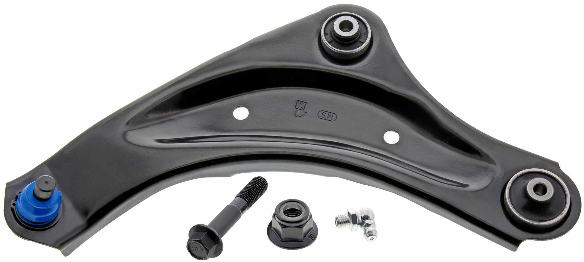 Front View of Front Left Suspension Control Arm and Ball Joint Assembly MEVOTECH CMS301017