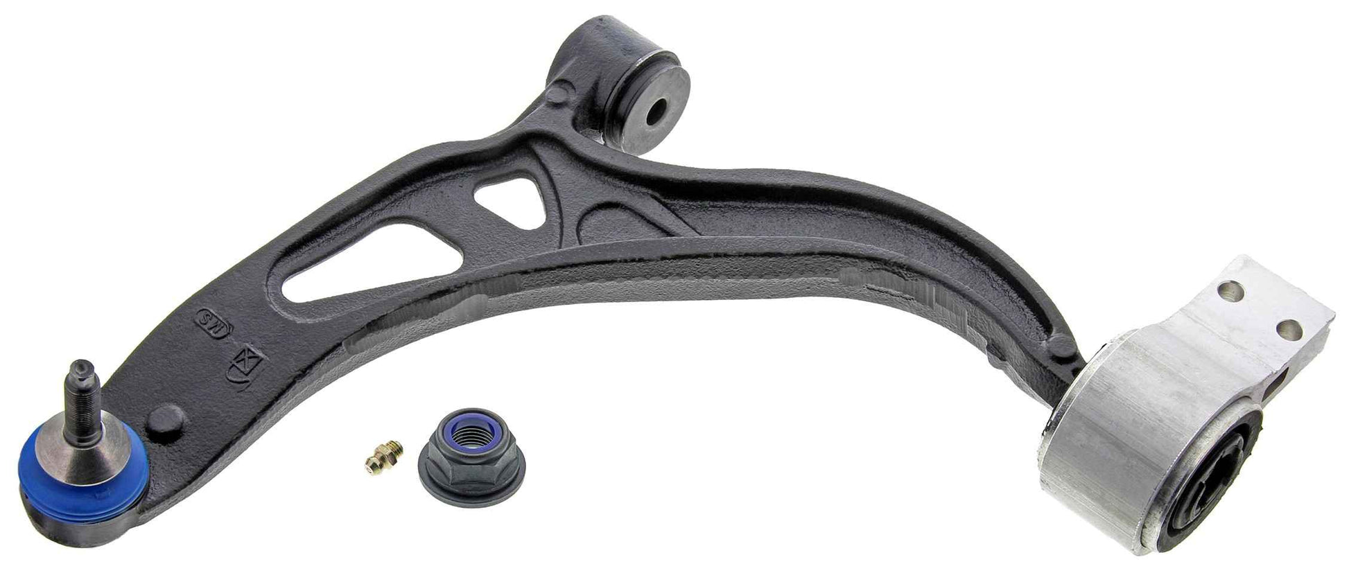 Front View of Front Left Suspension Control Arm and Ball Joint Assembly MEVOTECH CMS40185