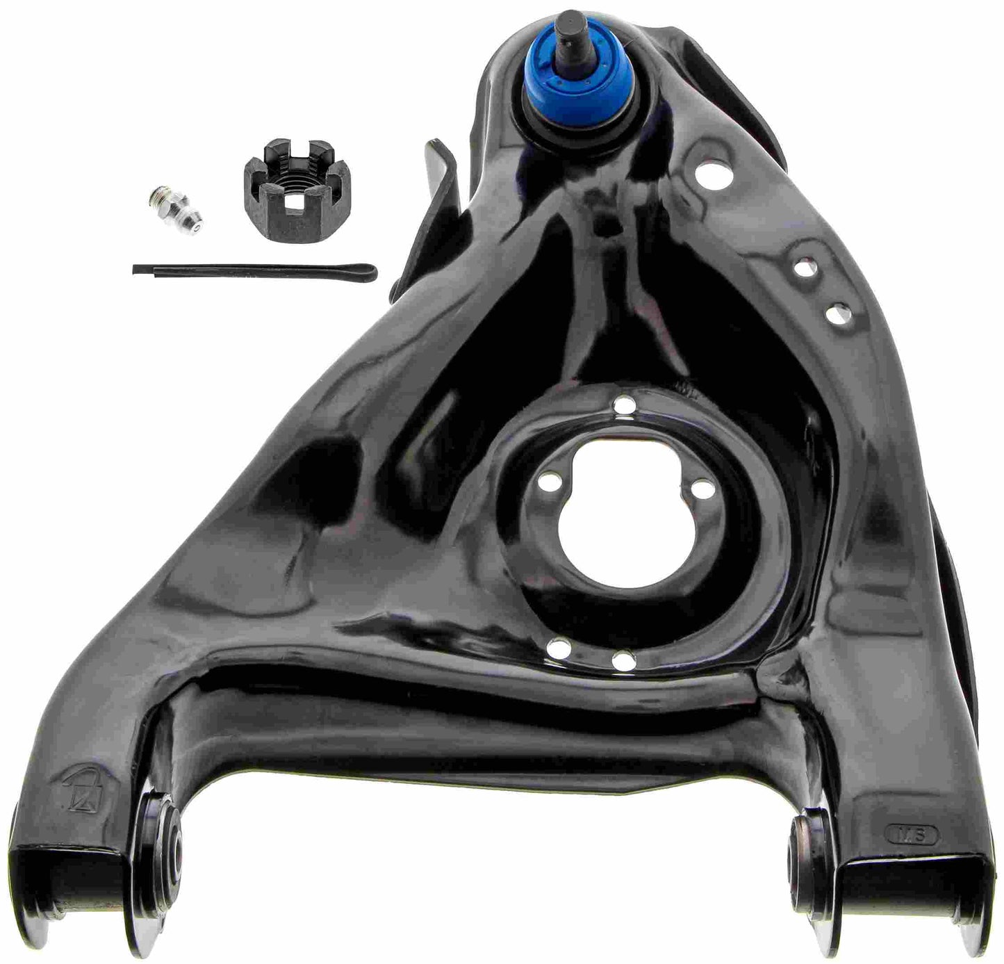 Front View of Front Left Suspension Control Arm and Ball Joint Assembly MEVOTECH CMS50100