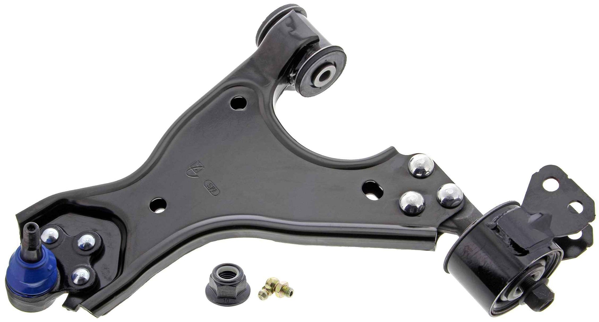 Front View of Front Right Suspension Control Arm and Ball Joint Assembly MEVOTECH CMS501017