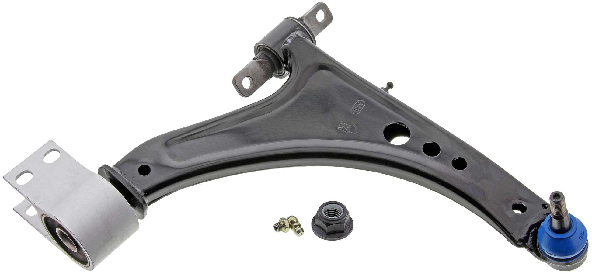 Front View of Front Right Suspension Control Arm and Ball Joint Assembly MEVOTECH CMS501267