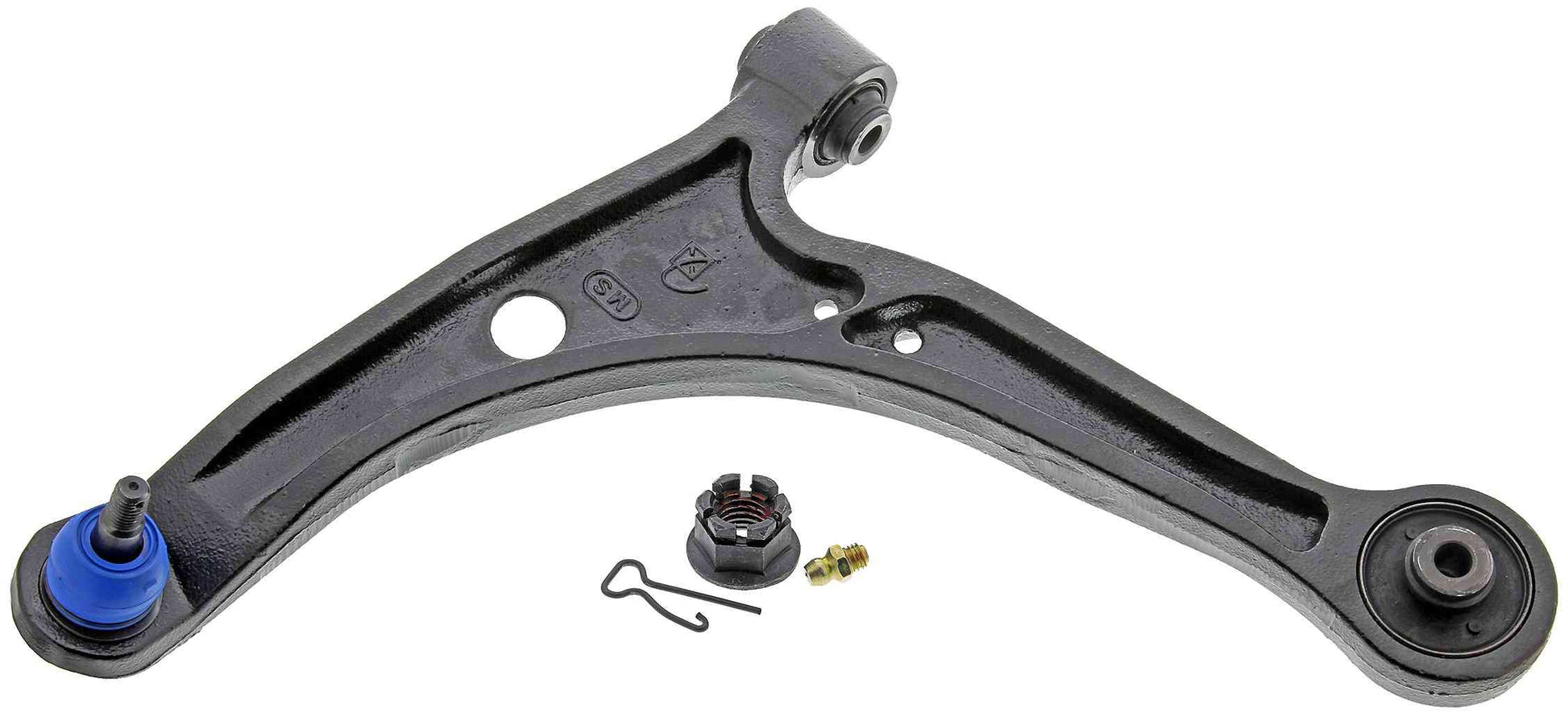 Front View of Front Left Suspension Control Arm and Ball Joint Assembly MEVOTECH CMS60105