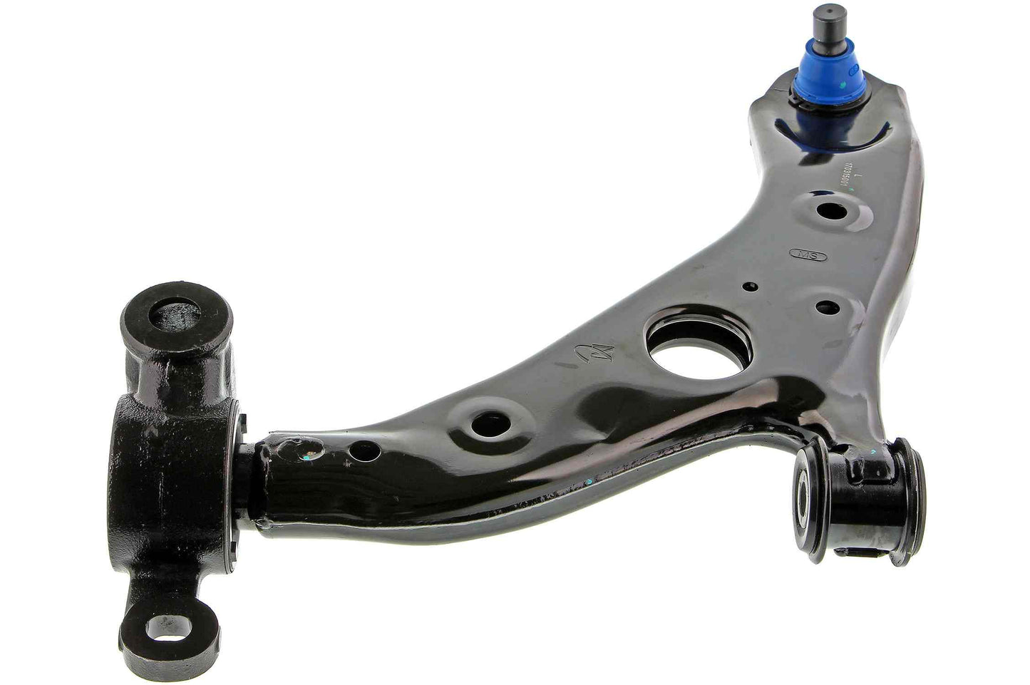 Angle View of Front Left Suspension Control Arm and Ball Joint Assembly MEVOTECH CMS761185