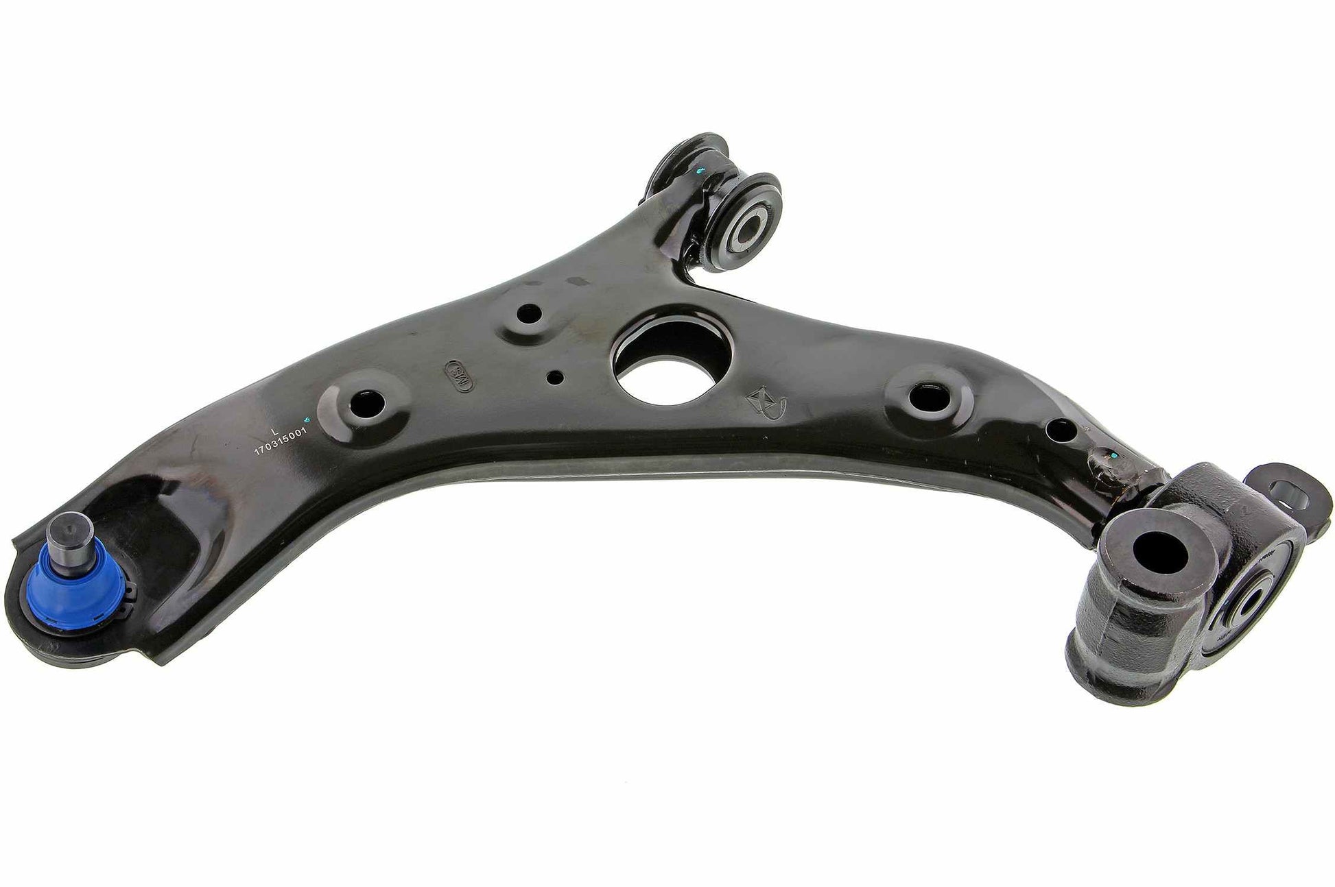 Front View of Front Left Suspension Control Arm and Ball Joint Assembly MEVOTECH CMS761185