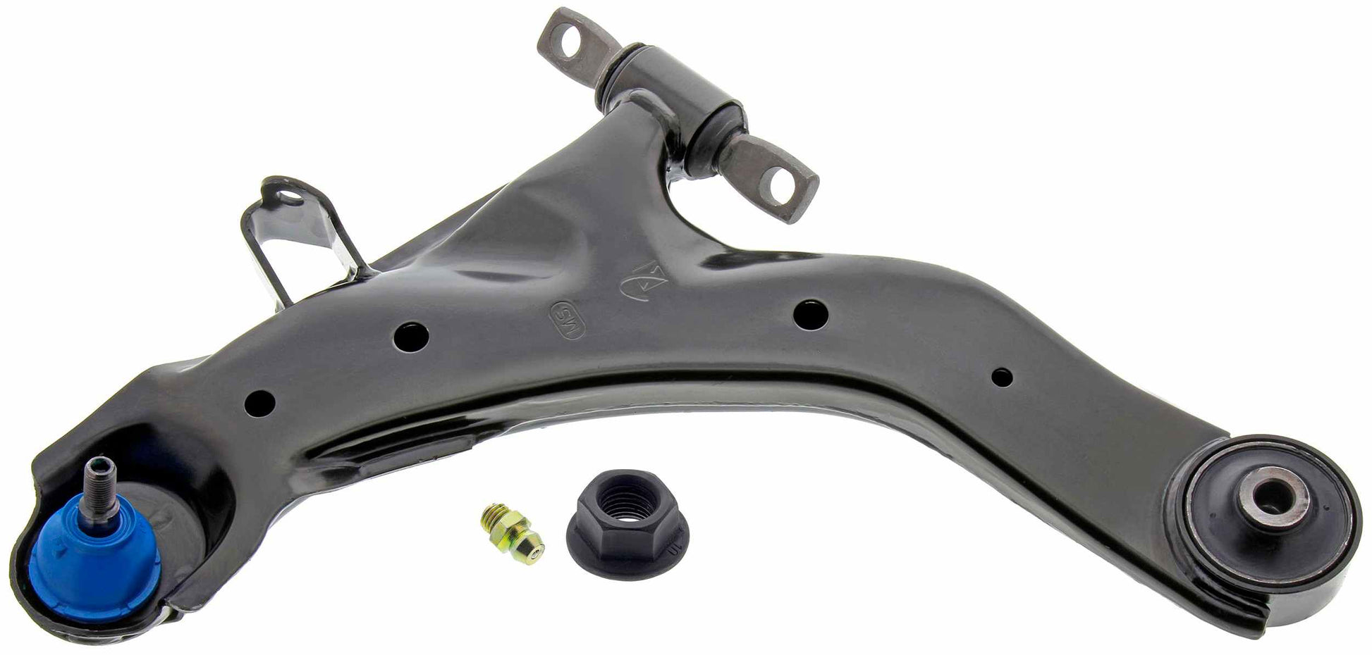 Front View of Front Left Suspension Control Arm and Ball Joint Assembly MEVOTECH CMS80100