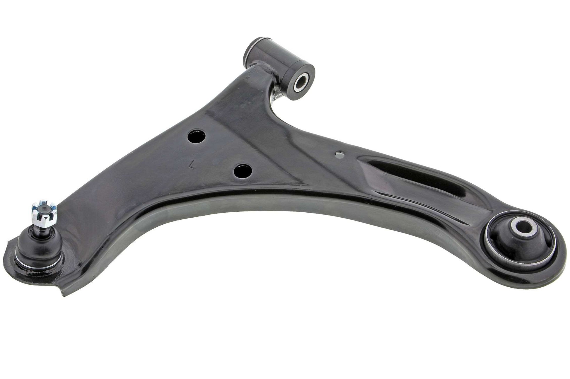 Front View of Front Left Suspension Control Arm and Ball Joint Assembly MEVOTECH CMS80113