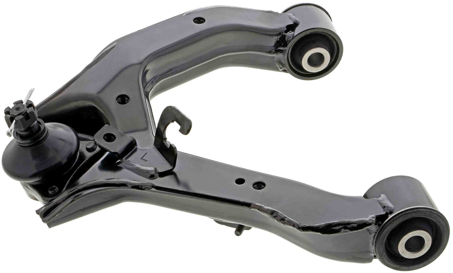 Side View of Front Upper Left Suspension Control Arm and Ball Joint Assembly MEVOTECH CMS80155