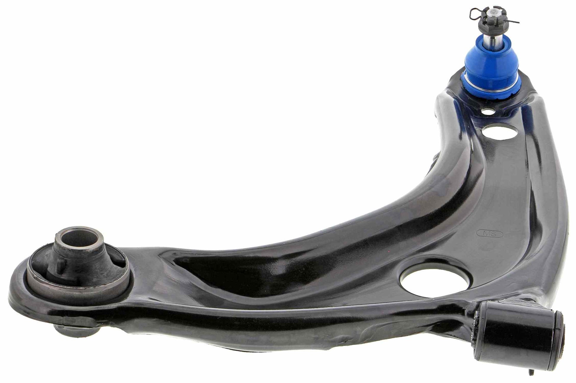 Angle View of Front Left Suspension Control Arm and Ball Joint Assembly MEVOTECH CMS86138