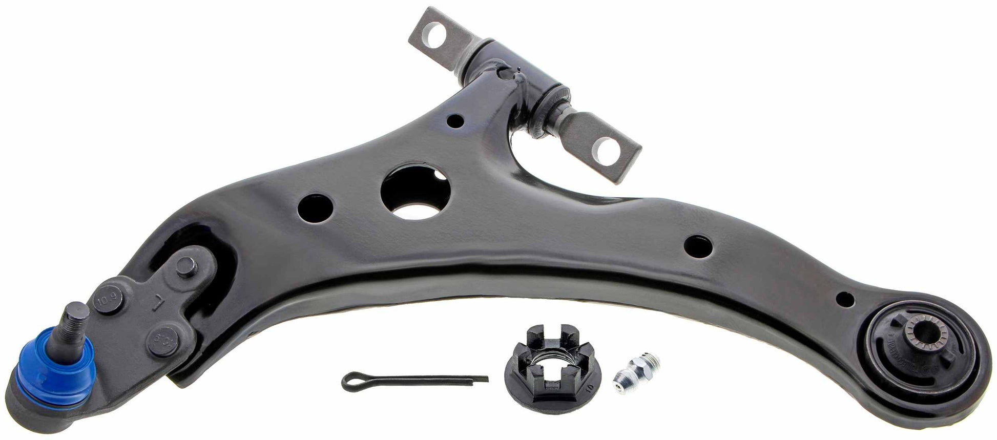 Front View of Front Left Suspension Control Arm and Ball Joint Assembly MEVOTECH CMS86181