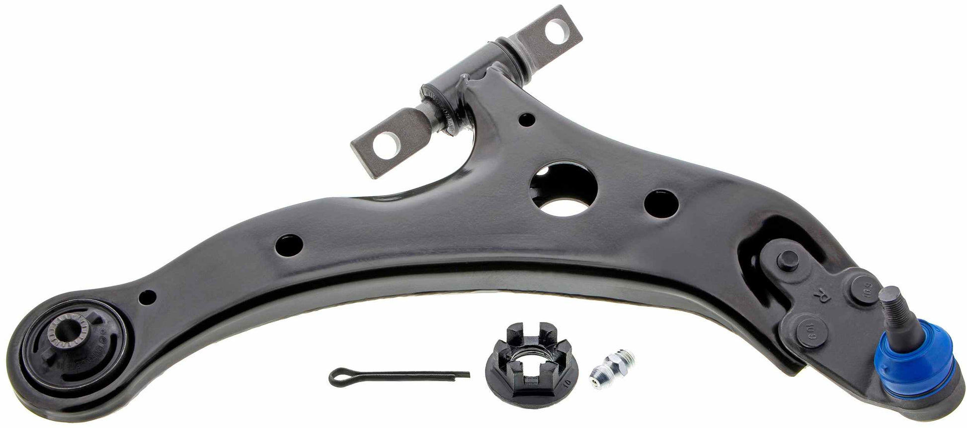 Front View of Front Right Suspension Control Arm and Ball Joint Assembly MEVOTECH CMS86182