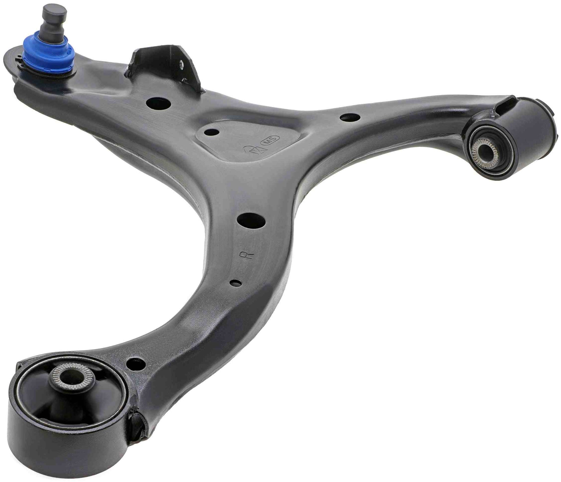 Angle View of Front Right Suspension Control Arm and Ball Joint Assembly MEVOTECH CMS90153