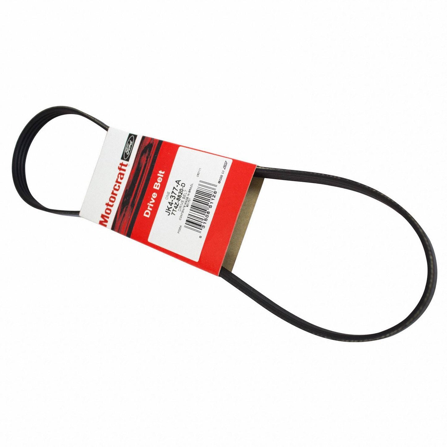 Angle View of Accessory Drive Belt MOTORCRAFT JK4377A