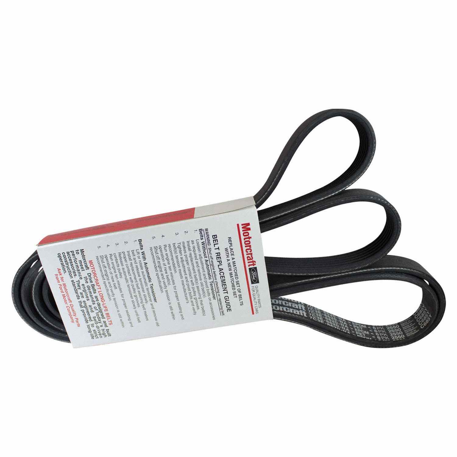 Back View of Accessory Drive Belt MOTORCRAFT JK61013B