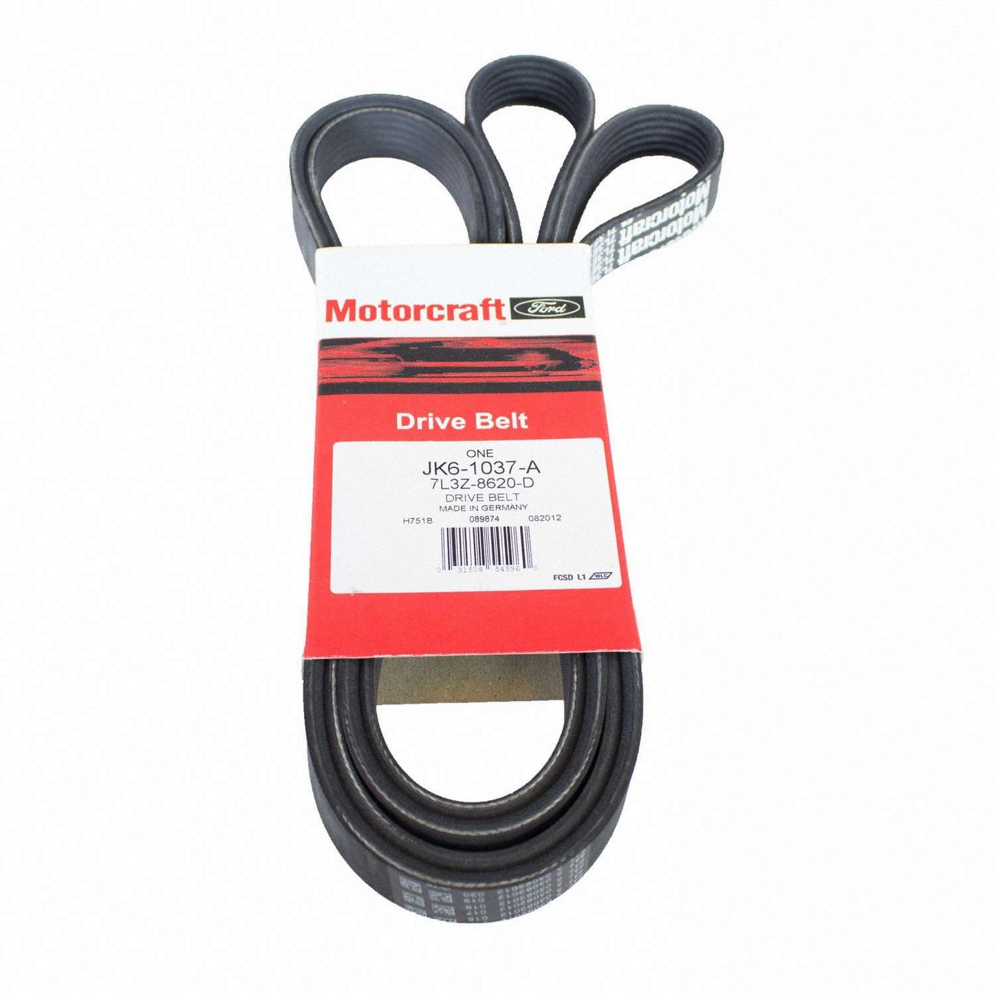 Front View of Accessory Drive Belt MOTORCRAFT JK61037A