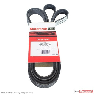 Top View of Accessory Drive Belt MOTORCRAFT JK61037A