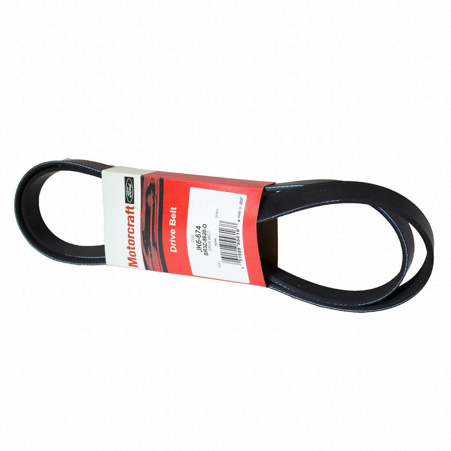 Front View of Accessory Drive Belt MOTORCRAFT JK6674