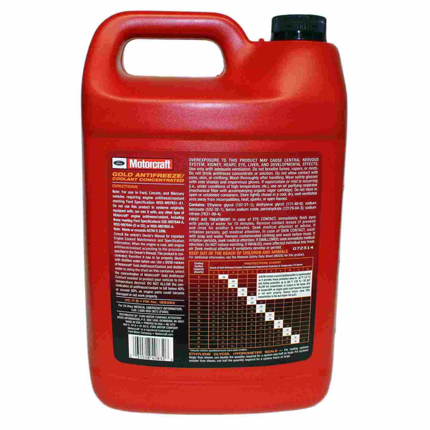 Back View of Engine Coolant / Antifreeze MOTORCRAFT VC7B