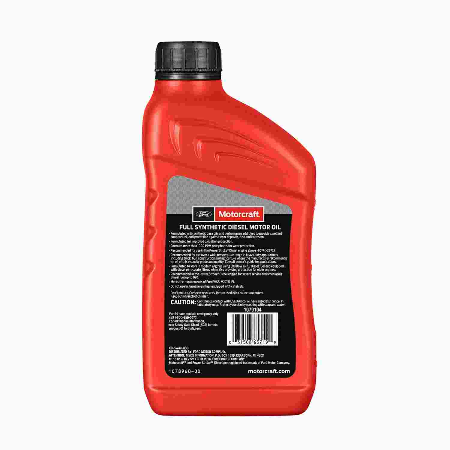 Back View of Engine Oil MOTORCRAFT XO5W40QSD